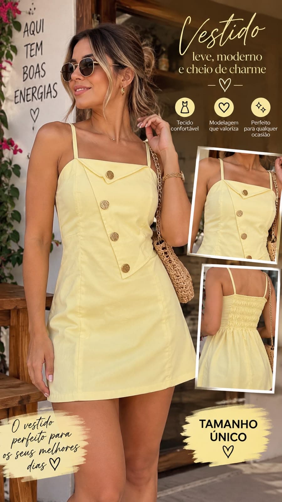 Vestido Botões Dourados